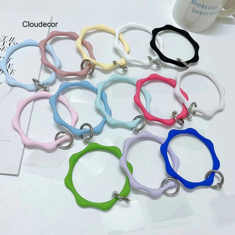 Universal Phone Wrist Holder Bangle Anti Loss Anti Falling Key Ring Silicone Flower Bracelet For Mobile Phone Case
