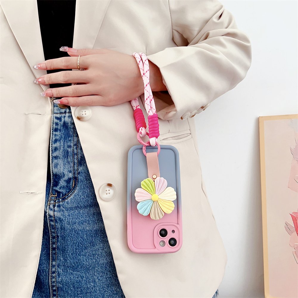 Luxury Gradient Multicolour Phone Case For Honor X9a 50 70 80 90 100 Pro X30i X40 Magic 5 6 V40 Lite Flower Holder Strap Cover