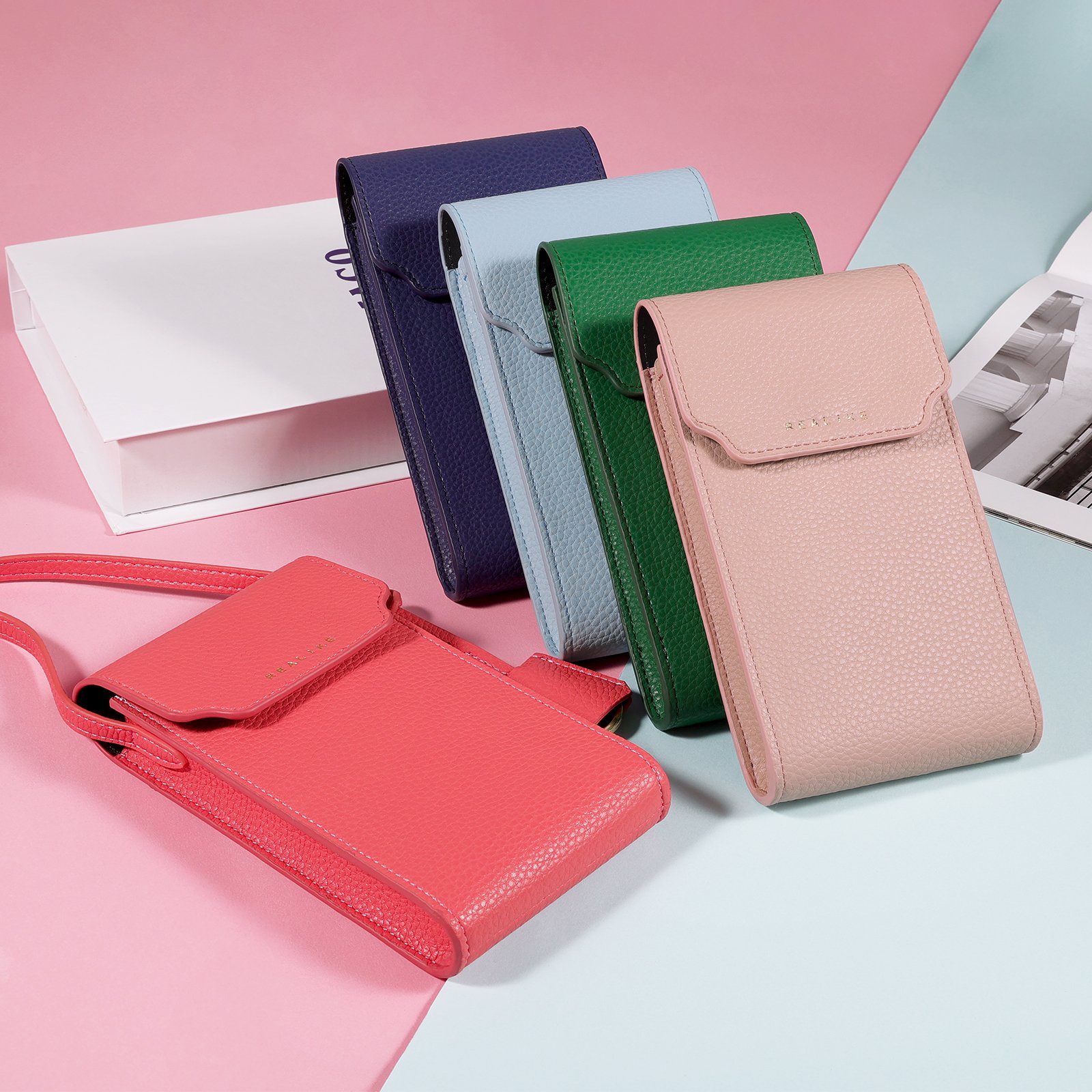 Hot Selling Small Ladies Cell Phone Crossbody Bag Wallet Brand Custom Lychee Pu Leather Wallet Mobile Phone Bag For iPhone 15 16