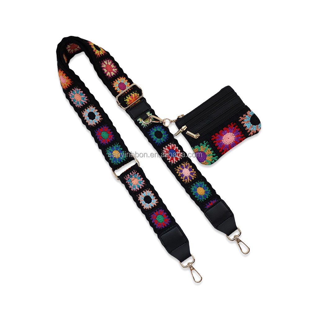 Women's Bag Accessories Crossbody shoulder strap Woven Floral Jacquard Strap Single shoulder strap with small bag
