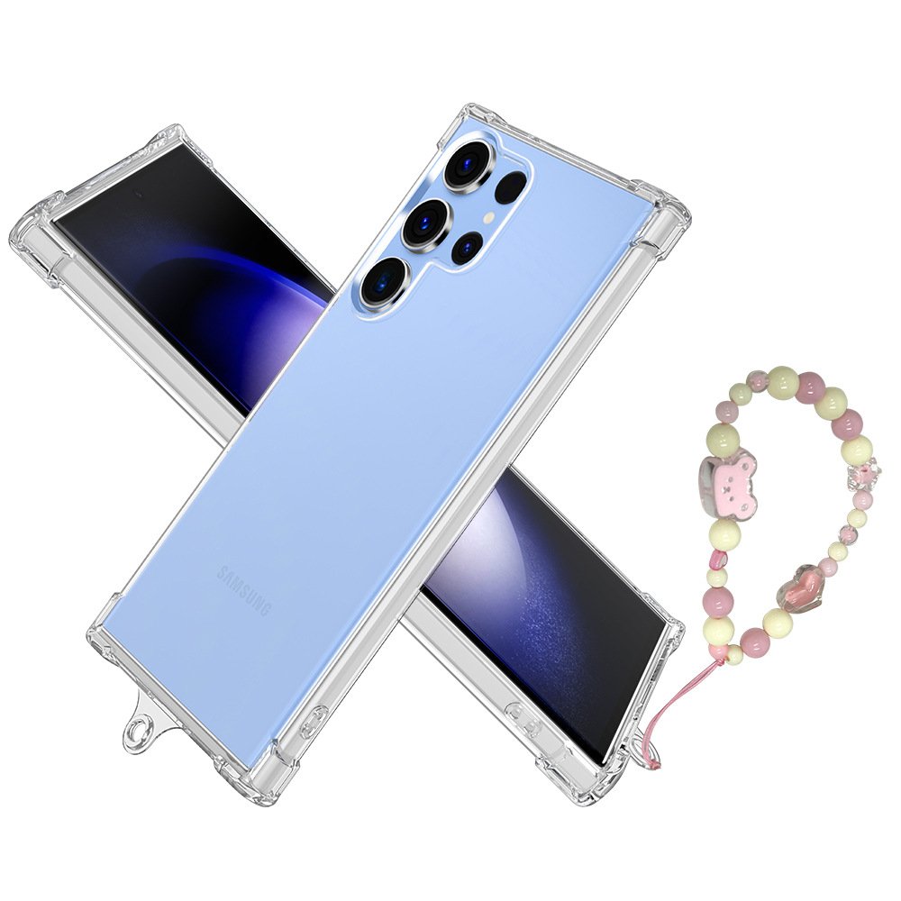 Phone Case for Samsung S23 / S23 Plus/ S23 Ultra TPU Back Cover Four Corners Transparent Anti-drop lanyard Thin Phone Protector