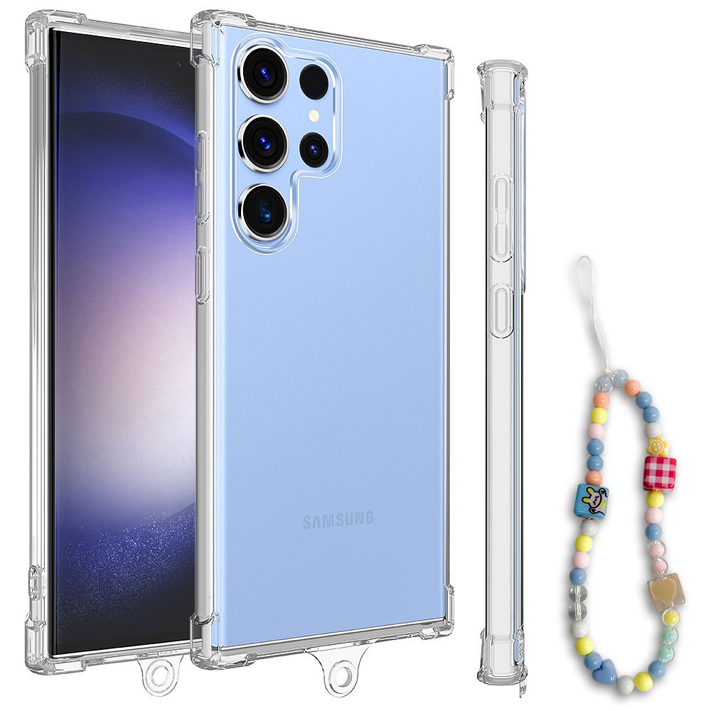 Phone Case for Samsung S23 / S23 Plus/ S23 Ultra TPU Back Cover Four Corners Transparent Anti-drop lanyard Thin Phone Protector