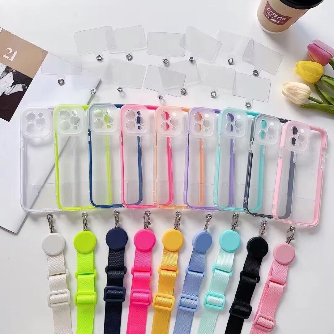 adjustable shoulder crossbody cell phone lanyards plastic transparent neck strap patch polyester lanyard