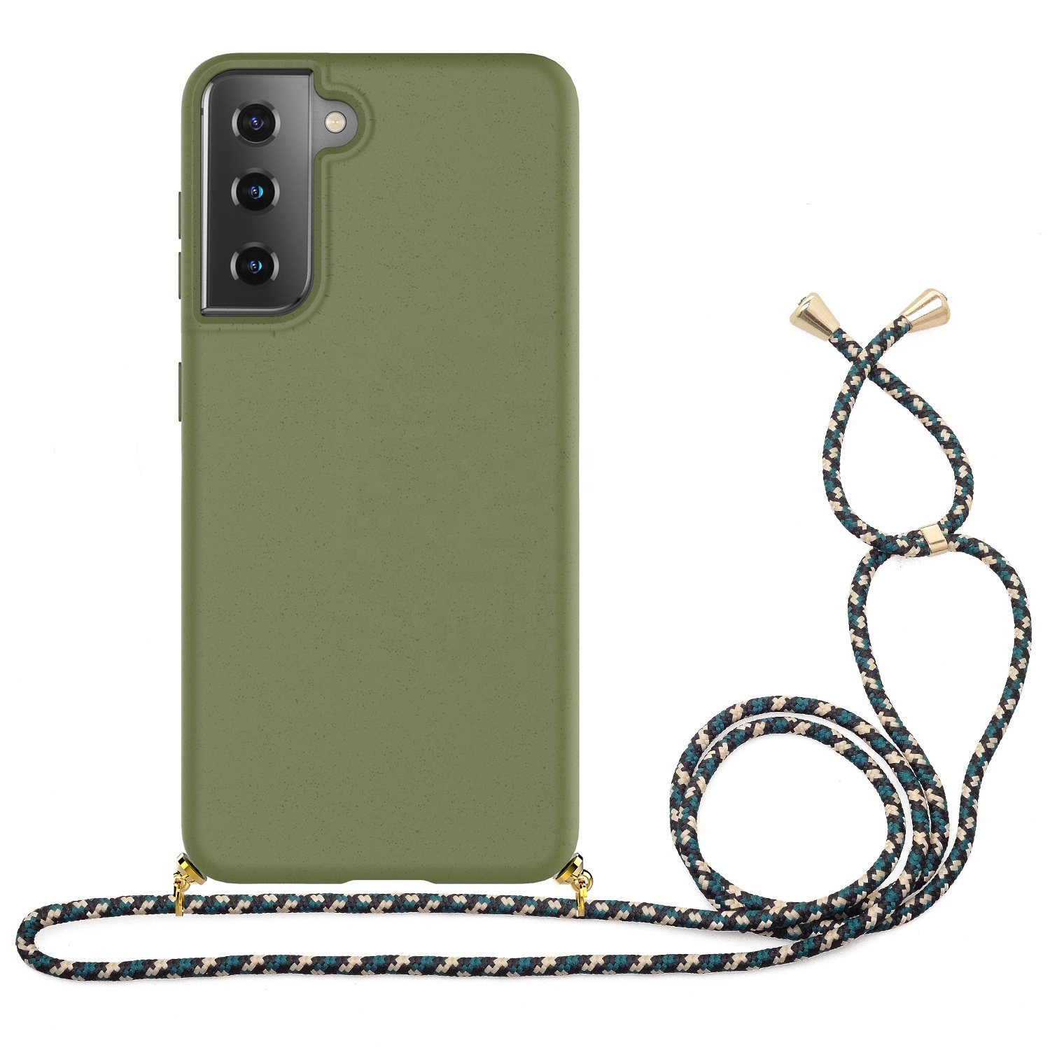 eco friendly natural wheat straw strap biodegradable mobile phone cases yellow for Samsung Galaxy S21 mobile phone