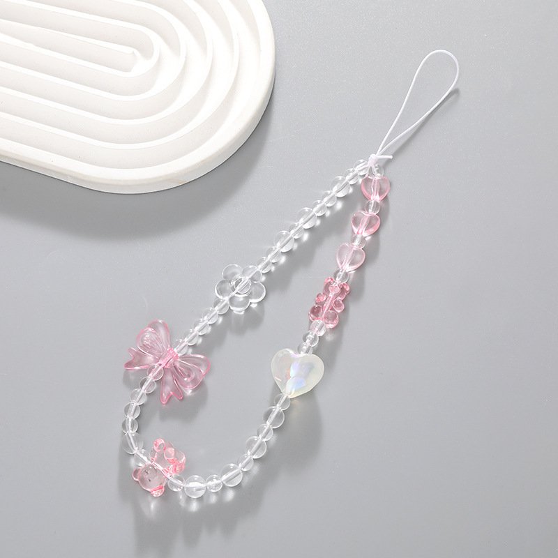 Christmas Phone Charm Chain Colorful Beaded Phone Strap Mobile Phone Case Chain
