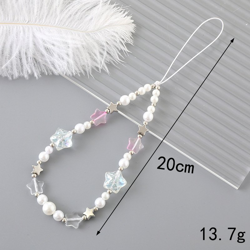 Christmas Phone Charm Chain Colorful Beaded Phone Strap Mobile Phone Case Chain