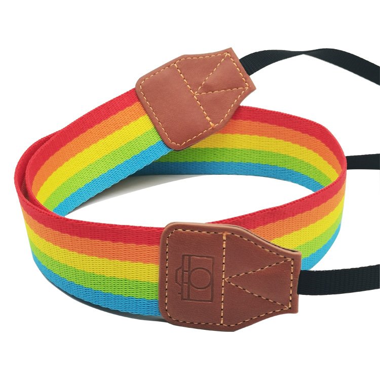 Popular polyester nylon braided intercolor stripe universal camera strap photography equipment shoulder pu strap