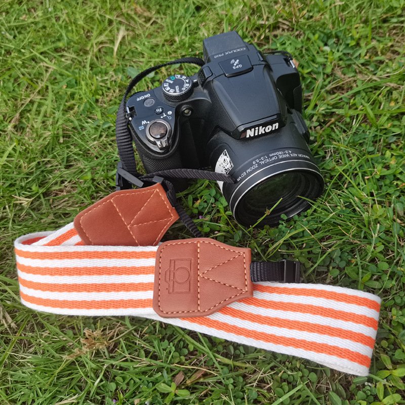 Popular polyester nylon braided intercolor stripe universal camera strap photography equipment shoulder pu strap