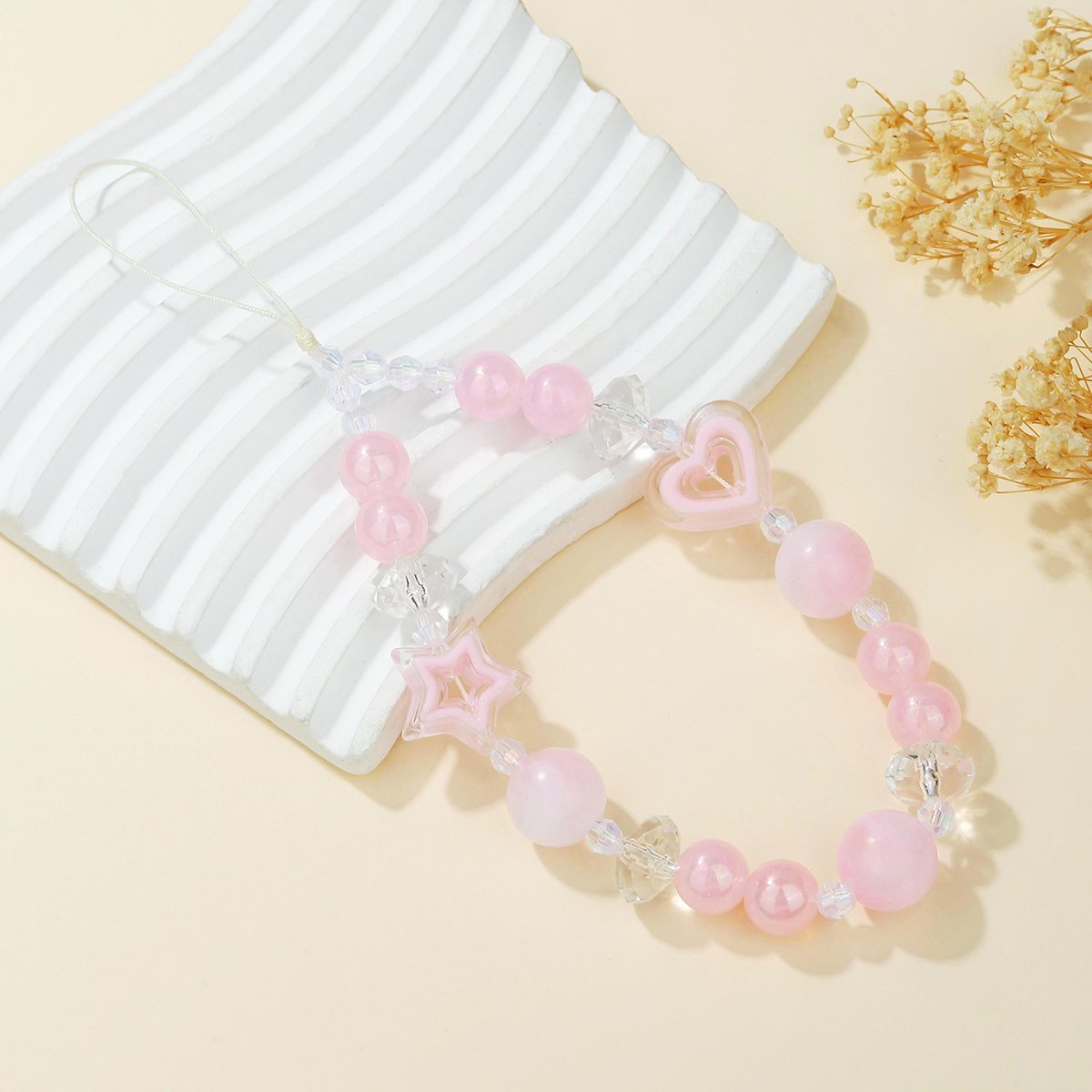 Trendy Multi-Color Heart Star Acrylic Phone Chain Anti-Loss Universal Phone Charm For Easy Carrying And All Phone Models