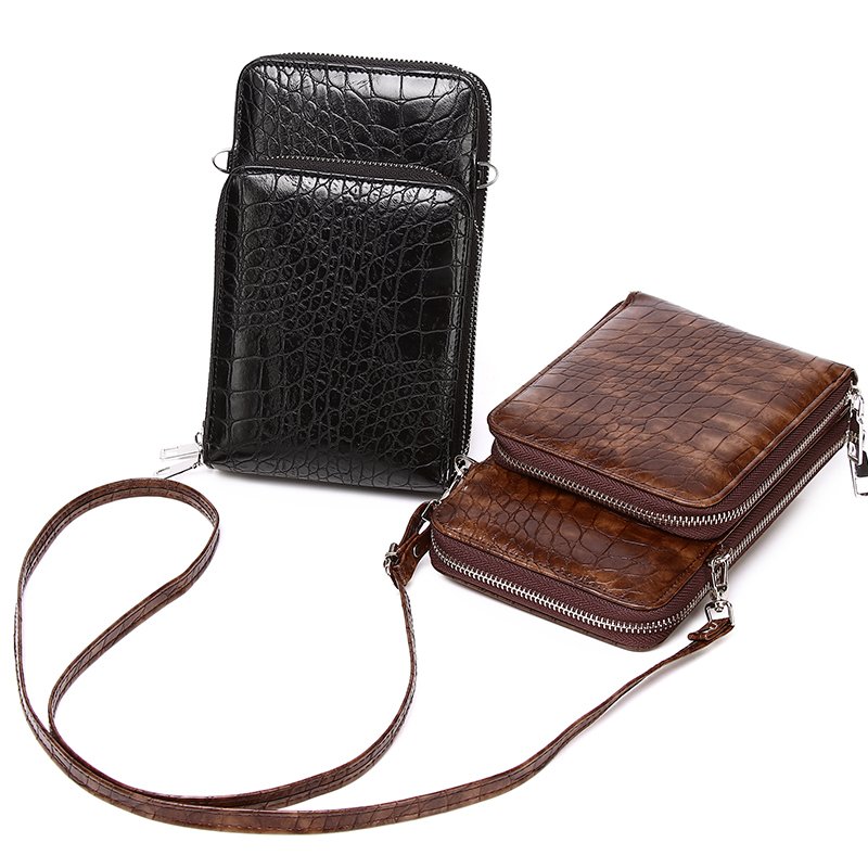 Latest men's luxury chain PU leather designer shoulder strap handbag men's fashion messenger cross handbag