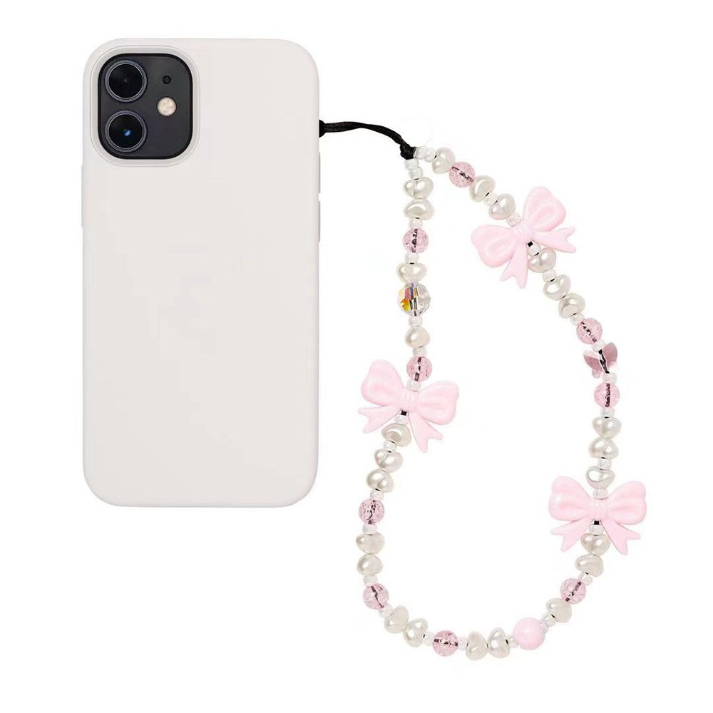 KKBEAD Japanese Korean Pink Acrylic Bow Girl Heart Wrist Hanging Jewelry Mobile Phone Straps