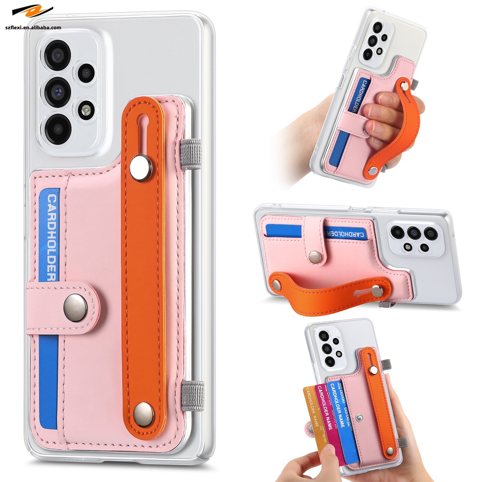 Wrist Strap Insert Card Wallet PU Leather Case For Samsung Galaxy S24 S23 Ultra S22 Plus S20 FE A54 A14 A12 Transparent Cover