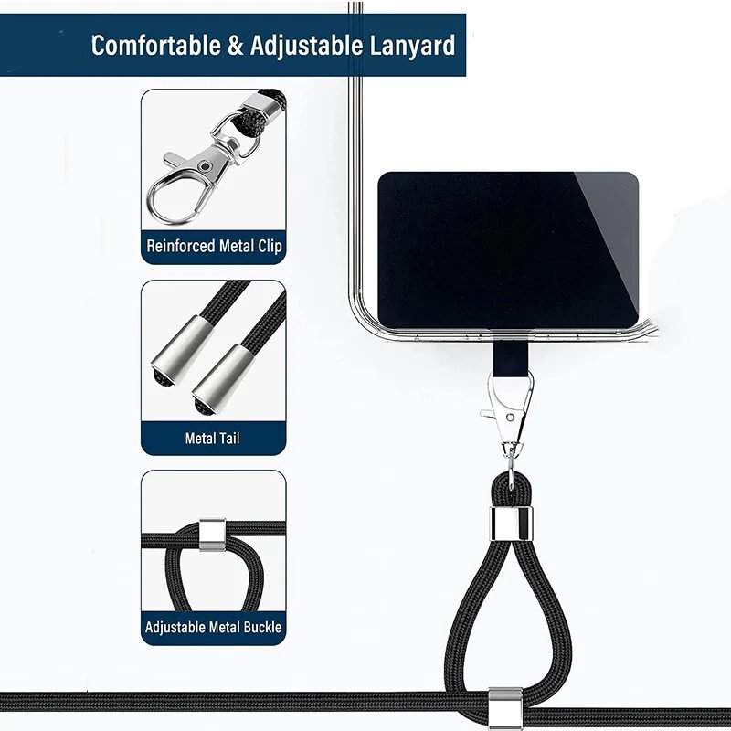 Universal Adjustable Phone Lanyard Anti-lost Lanyard Strap Detachable Colorful Neck Cord Phone Safety Tether Keychain Chain Rope