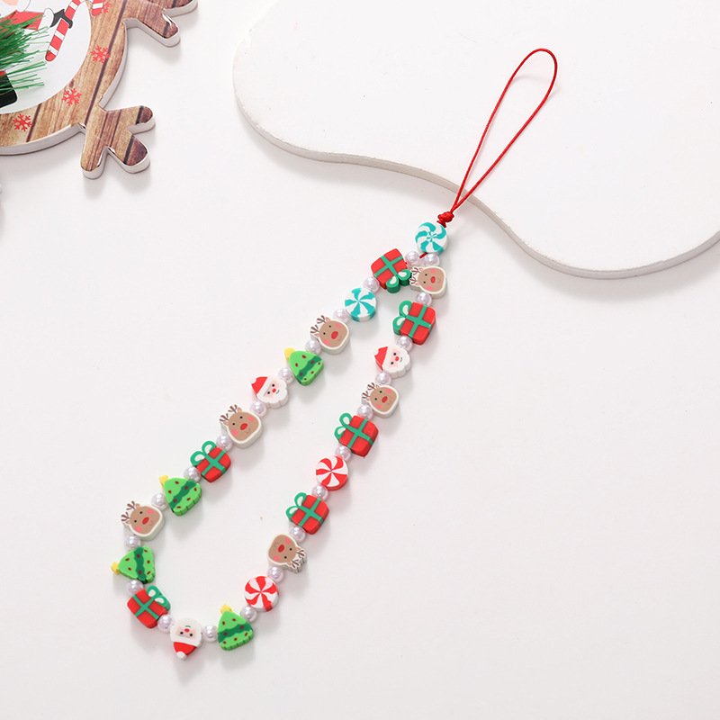 New Year Christmas Decorations DIY Jewelry Accessories Beaded Bell Pendant Mobile Phone Shell Anti-Fall Resin Chain
