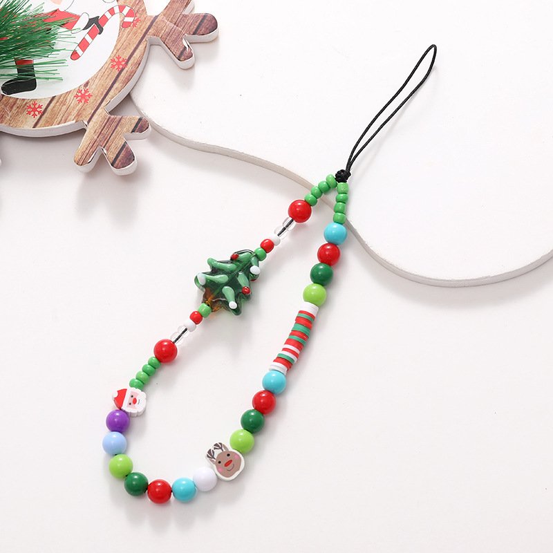 New Year Christmas Decorations DIY Jewelry Accessories Beaded Bell Pendant Mobile Phone Shell Anti-Fall Resin Chain