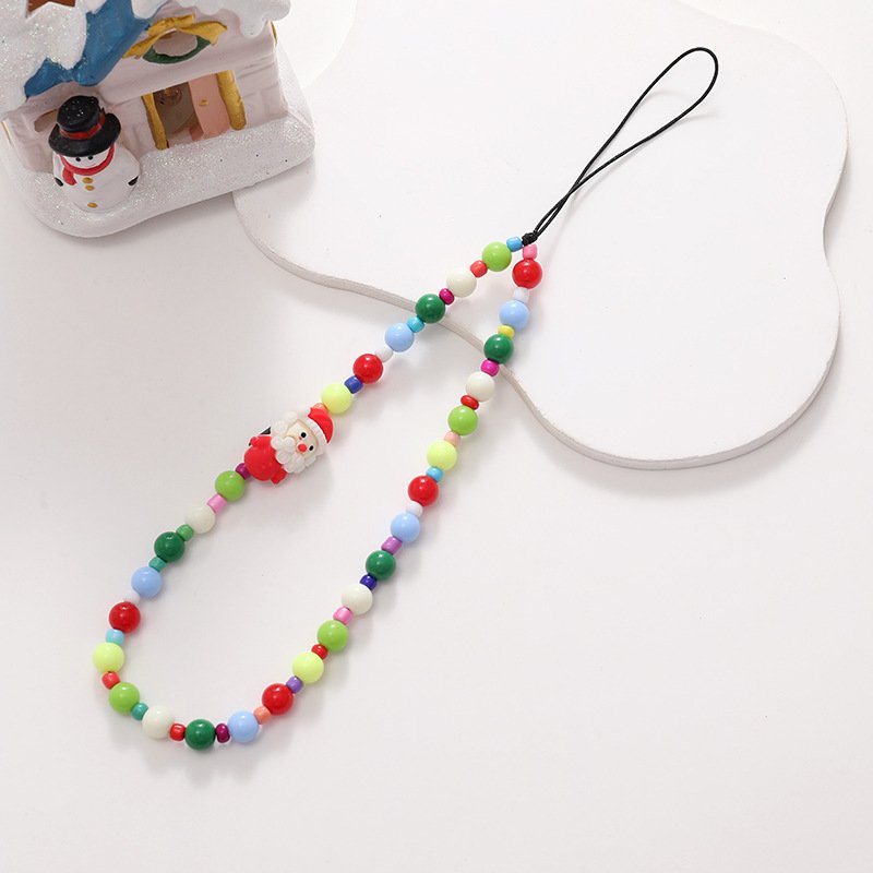 New Year Christmas Decorations DIY Jewelry Accessories Beaded Bell Pendant Mobile Phone Shell Anti-Fall Resin Chain