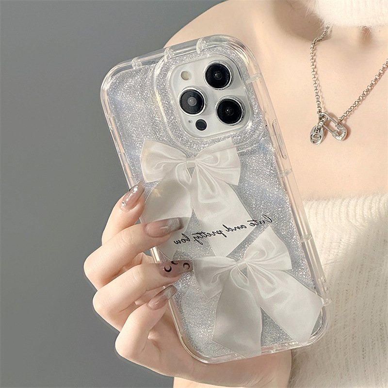 Bow Knot Glitter Mobile Bracelet Phone Case Back Cover For Iphone 15 14 13 12 11 pro max