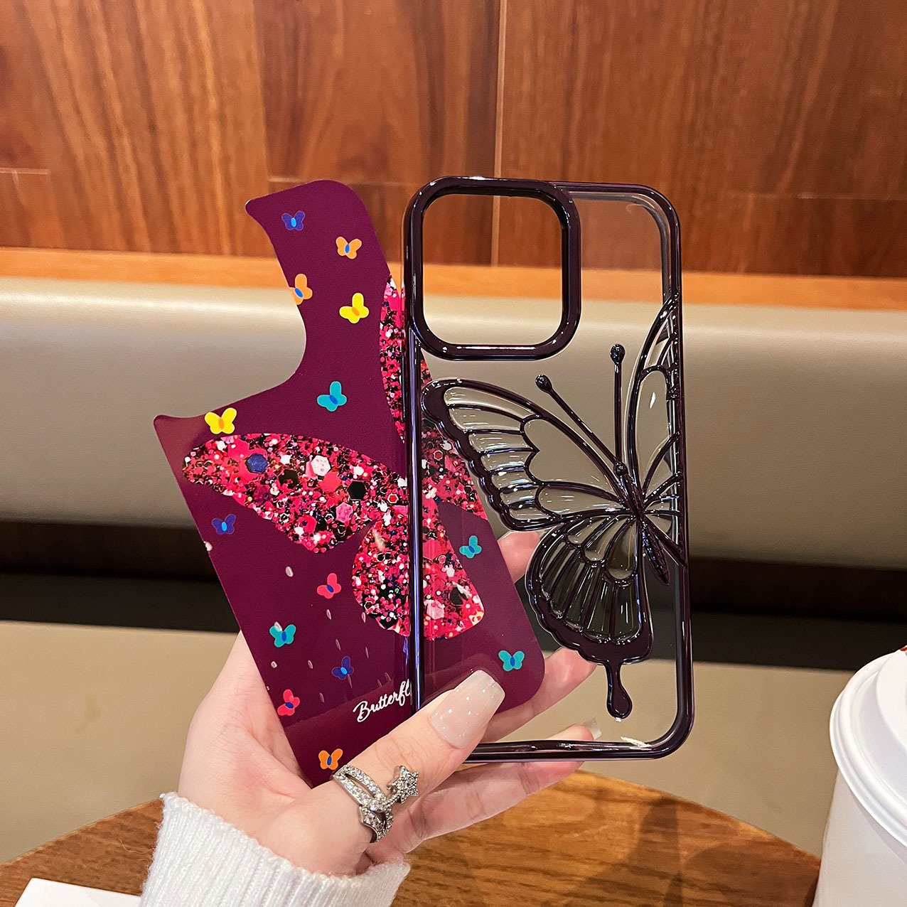 Luxury Butterfly Glitter TPU Mobile Phone Case For iPhone 16 15 14 13 12 11 Pro max powder Silicone bling Shockproof Back Cover