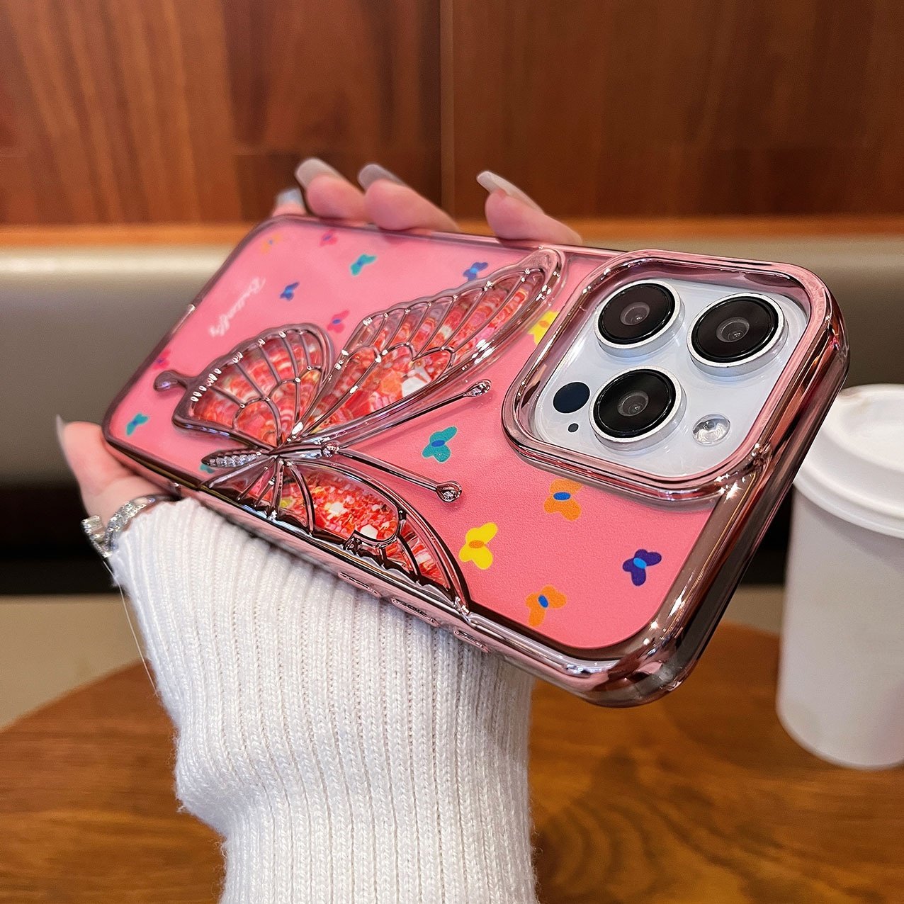 Luxury Butterfly Glitter TPU Mobile Phone Case For iPhone 16 15 14 13 12 11 Pro max powder Silicone bling Shockproof Back Cover