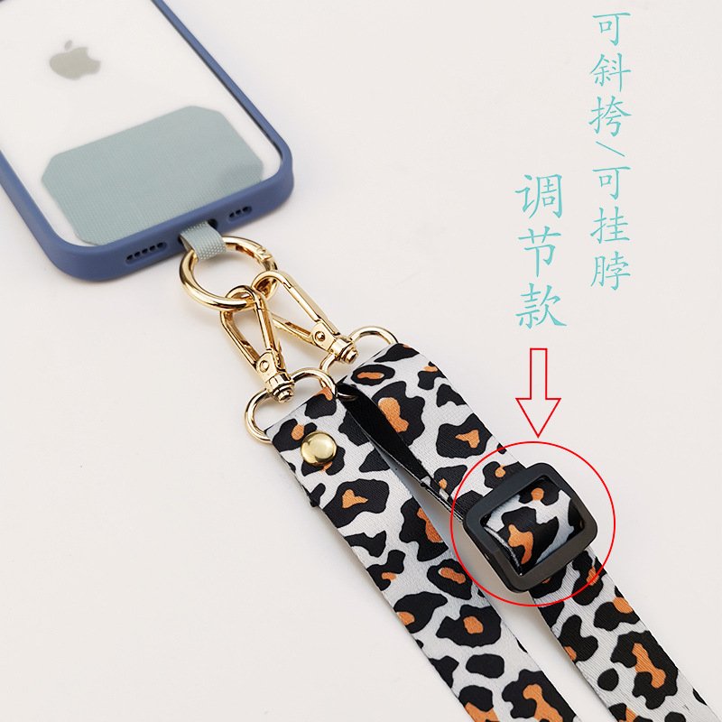 Leopard Print Crossbody Cell Phone Lanyard Strap Neck Cord Mobile phone Lanyards Chain With Universal Gasket for All Phone Case
