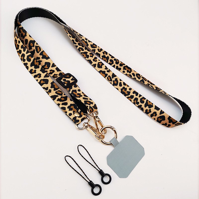 Leopard Print Crossbody Cell Phone Lanyard Strap Neck Cord Mobile phone Lanyards Chain With Universal Gasket for All Phone Case