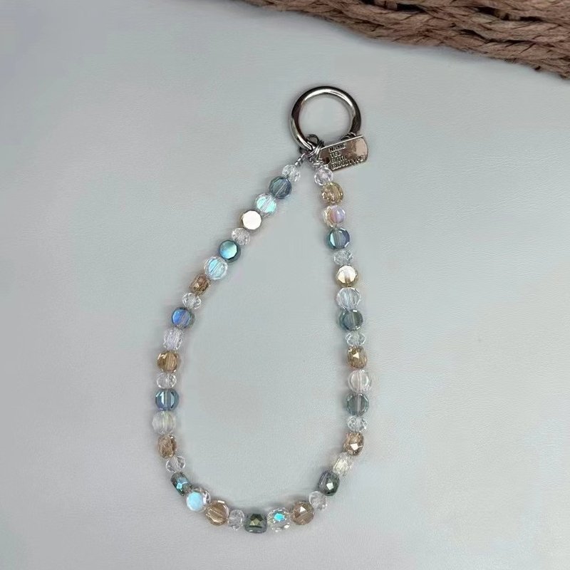 Diamond Bead Mobile Phone Lanyard Short Portable Clip Luxury Bling Rope Handmade Chain Girls Strap wrist for phone case keychain