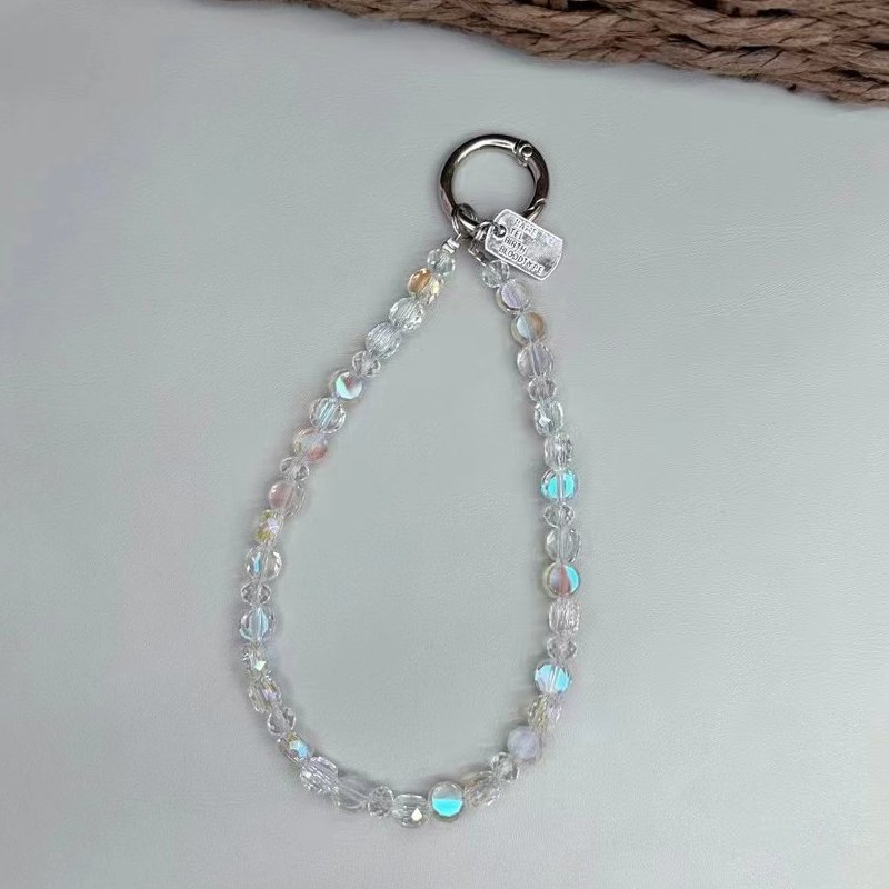 Diamond Bead Mobile Phone Lanyard Short Portable Clip Luxury Bling Rope Handmade Chain Girls Strap wrist for phone case keychain