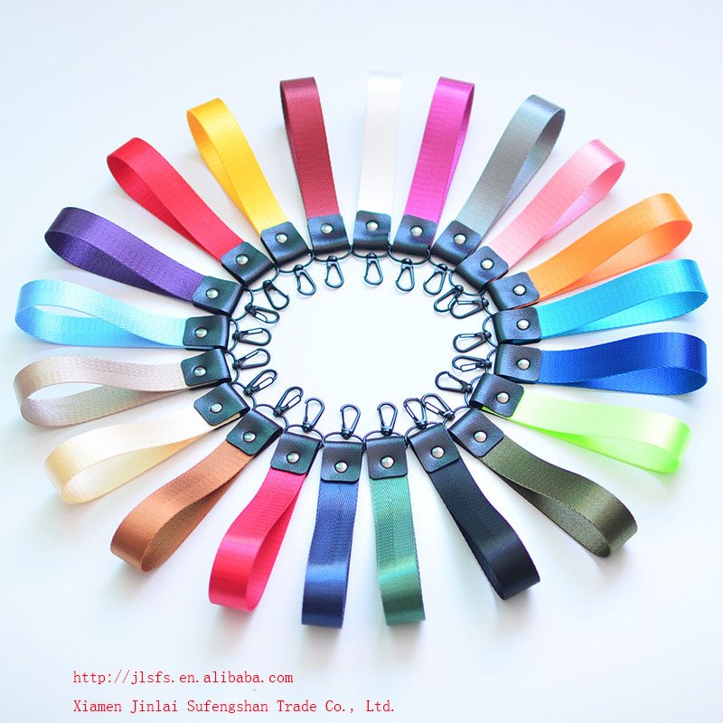 High Quality Nylon Thickened Neck Blank Plain Color Polyester Lanyard Id Card Keychain Strap Safety Designer Silk Woven Wrist