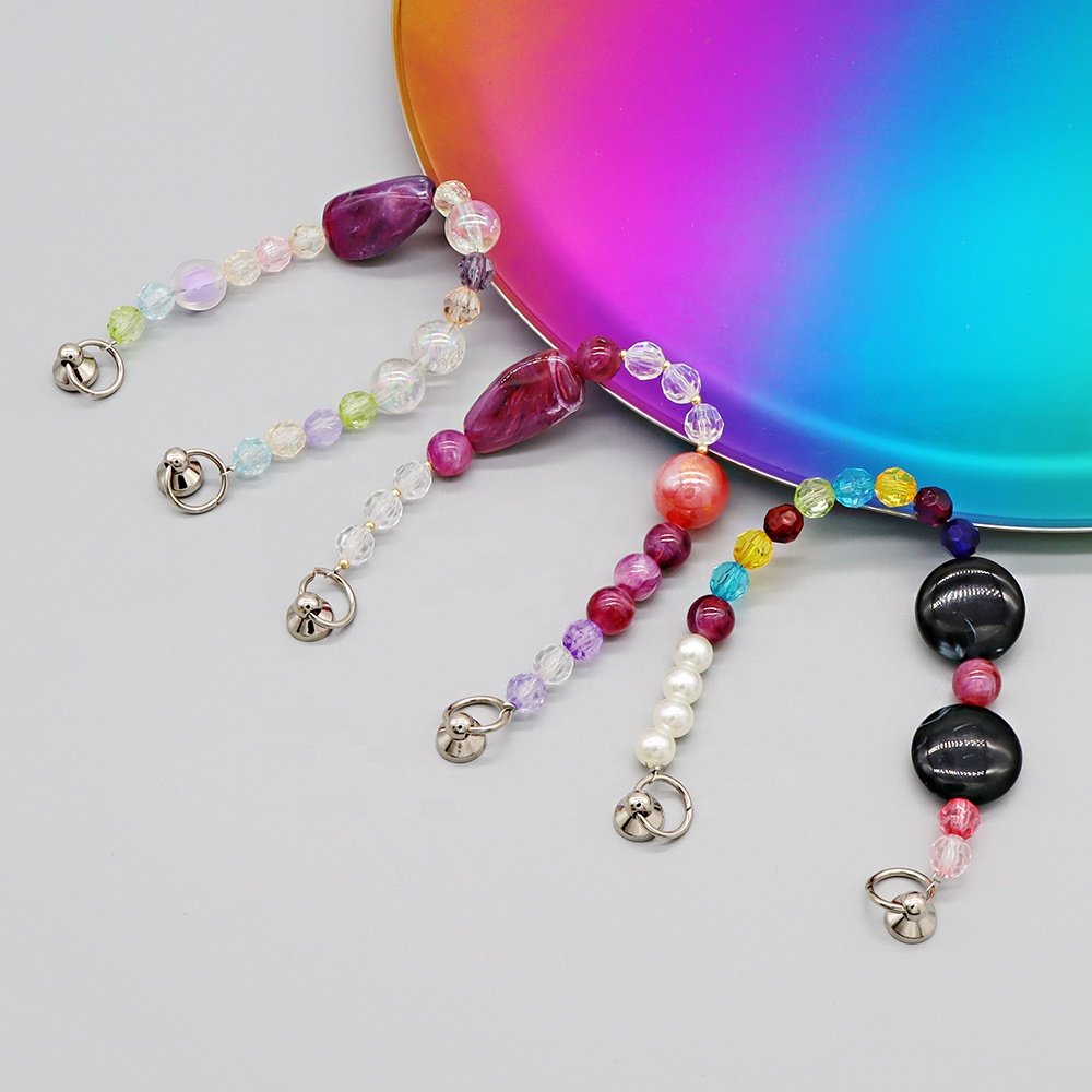Handmade Phone Jewelry Acrylic Beads Crystal Pearl Mobile Phone Case Key Chains Mobile Phone Lanyard Straps