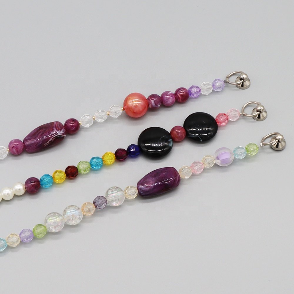 Handmade Phone Jewelry Acrylic Beads Crystal Pearl Mobile Phone Case Key Chains Mobile Phone Lanyard Straps