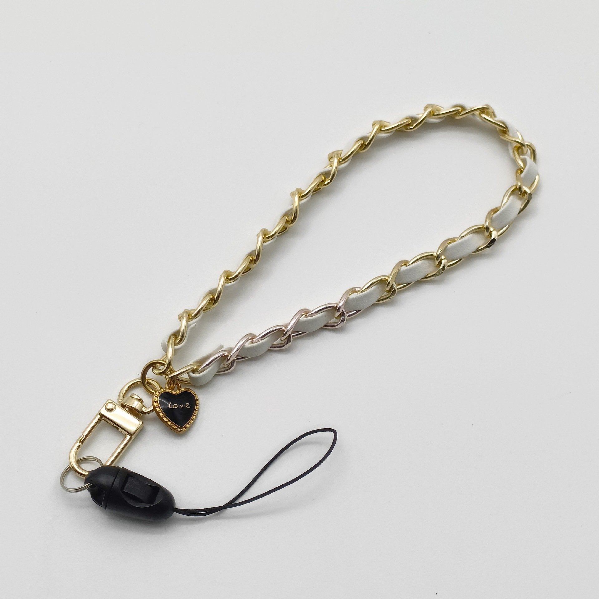 Smartphone accessories mobile phone stainless steel string leather lanyard keychain mobile phone wristband.