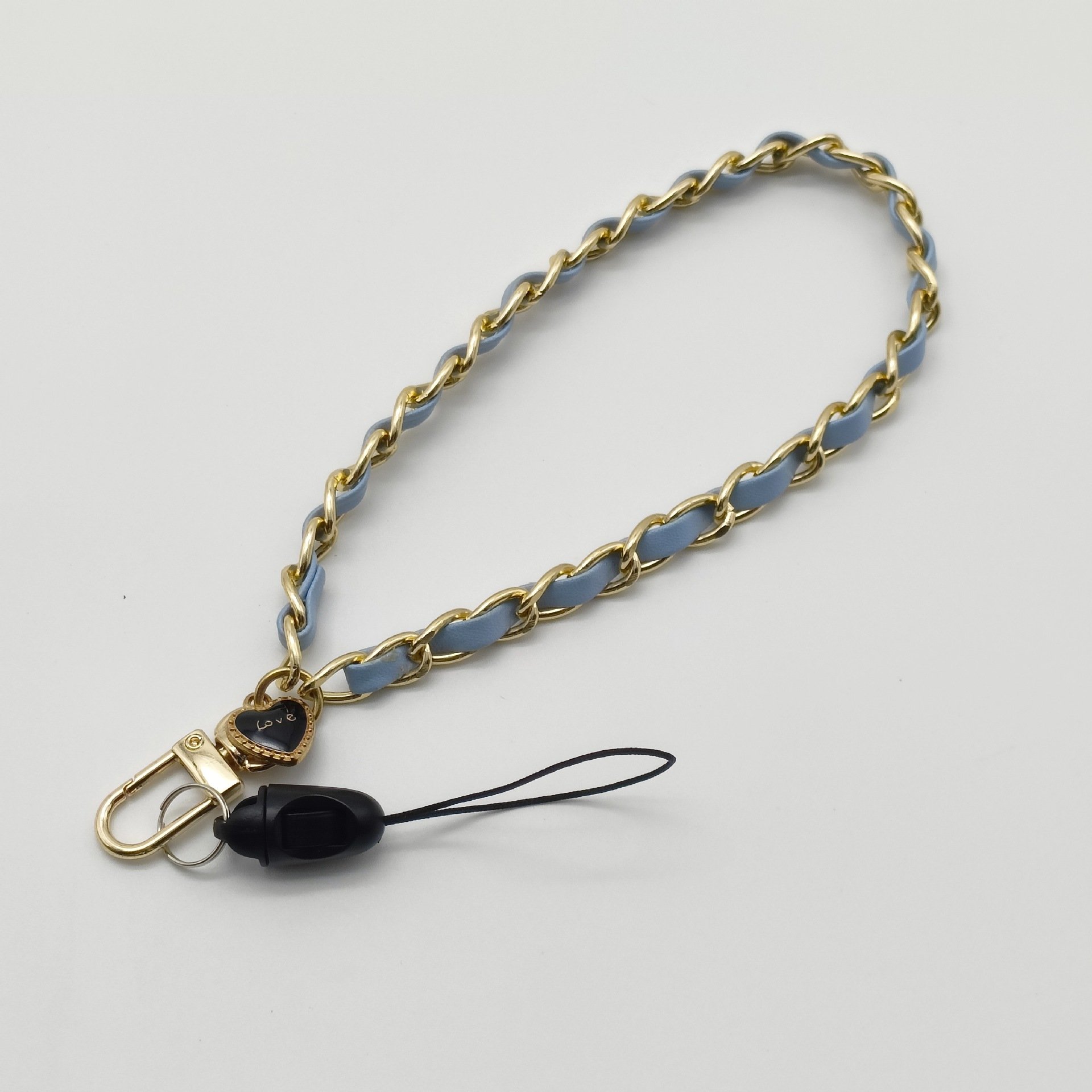 Smartphone accessories mobile phone stainless steel string leather lanyard keychain mobile phone wristband.