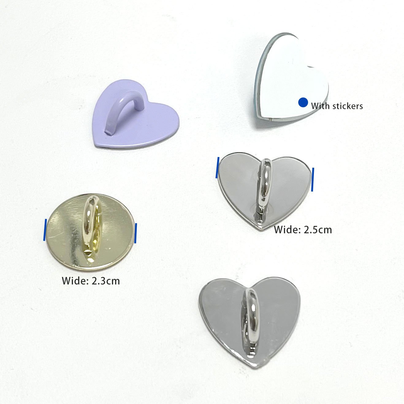 DIY Phone Case Accessories Metal Gold Plated Adhesive Ring Hook Phone Chain Hanger Heart Hook Phone Charm Heart Hook Cellphone