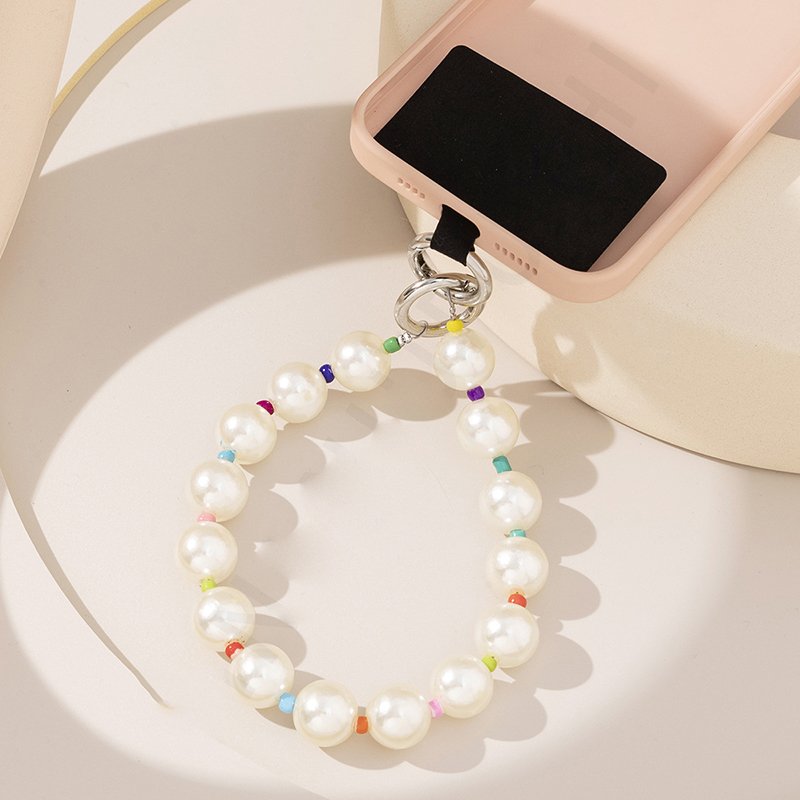 Korea Ins White Pearls Phone Case Chain Fashion Cellphone Handheld Chain Short Mobile Phone Hanging Chain 30cm Custom