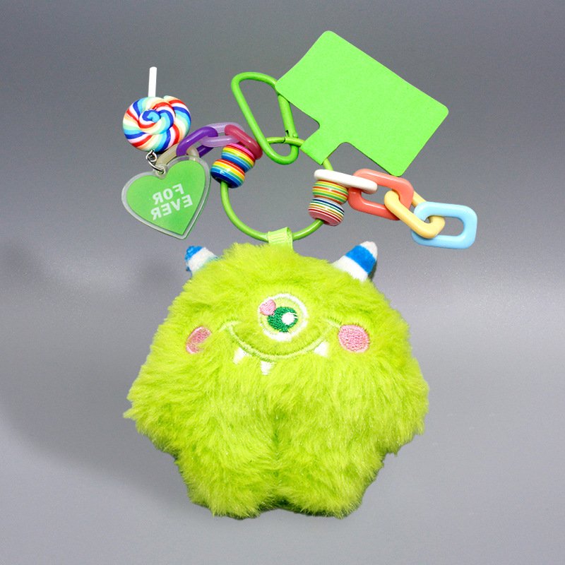 stuffed animal Plush Little Monster Keychains Toys Pendant Bag Key holder Mobile Phone Chain diy phone case charms Strap Lanyard