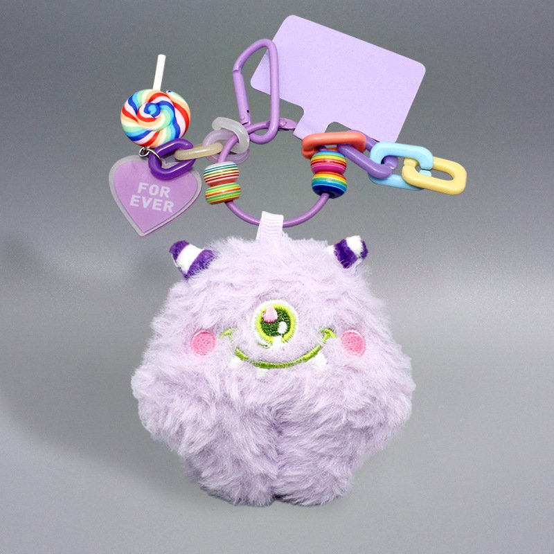 stuffed animal Plush Little Monster Keychains Toys Pendant Bag Key holder Mobile Phone Chain diy phone case charms Strap Lanyard