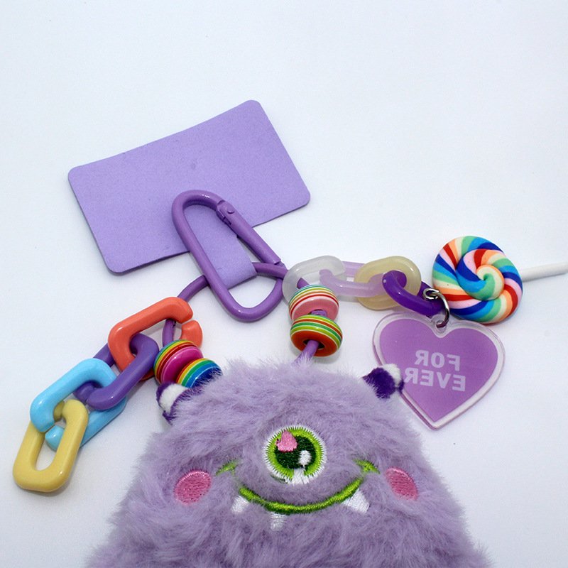 stuffed animal Plush Little Monster Keychains Toys Pendant Bag Key holder Mobile Phone Chain diy phone case charms Strap Lanyard