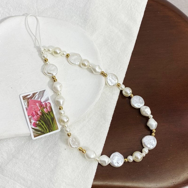Korea Cute Charm Love Heart Bowknot Phone Chains For Women Girl Telephone Jewelry Strap Beaded Lanyard Hanging Cord Accessories