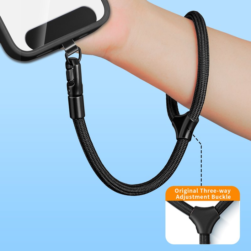 Universal Fashionable Nylon Mobile Phone Lanyard Short Wristlet Keychain Rope with Phone Tether Patch for Cell Phone Use