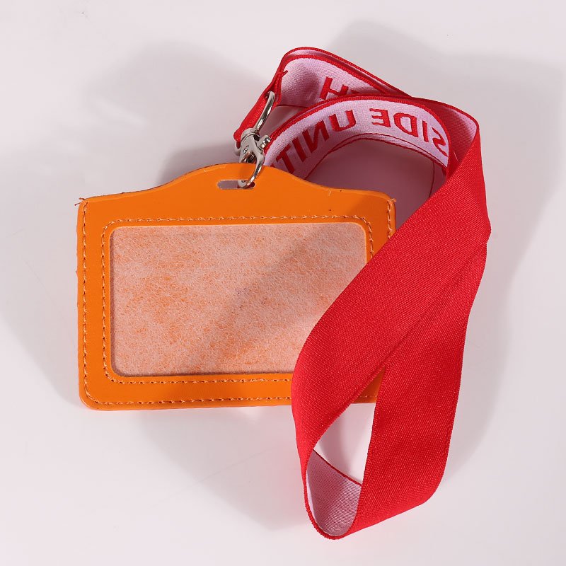red jacquard woven logo lanyard with PVC card NFC RFID safety lanyard neck strap