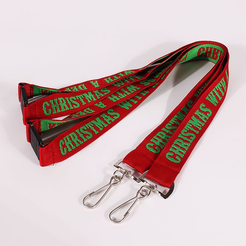 red jacquard woven logo lanyard with PVC card NFC RFID safety lanyard neck strap