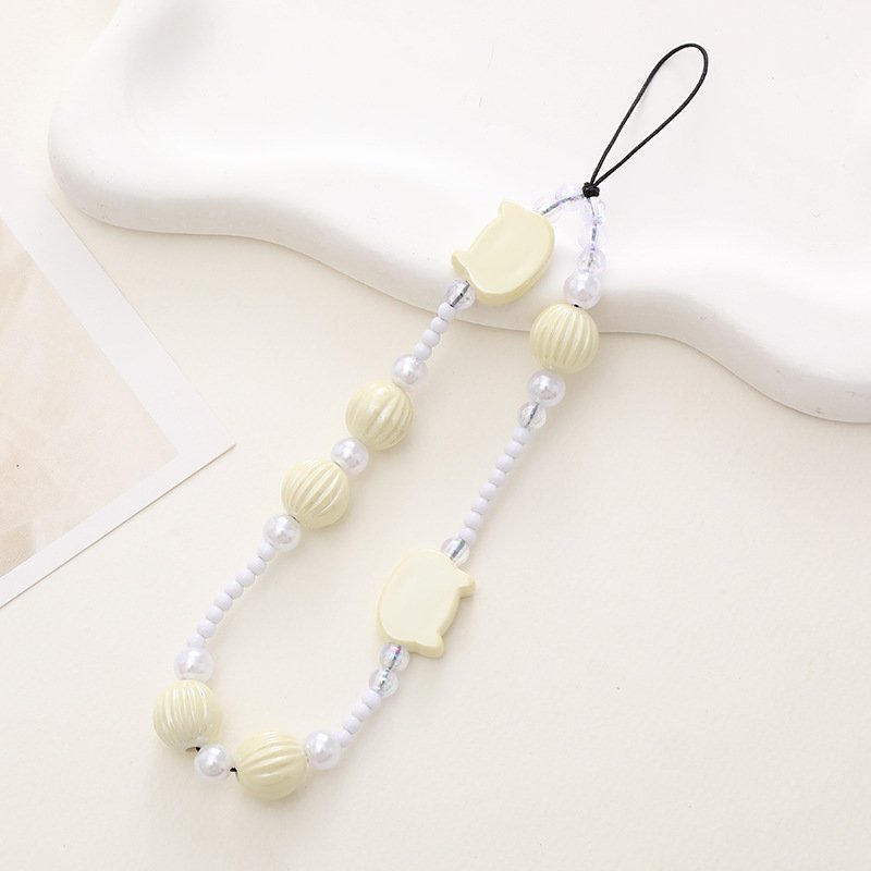 Hot selling heart Pearl Accessories Lanyard Cord String Strap Universal Mobile Charm Hook Cell Phone Charms Beads for Iphone