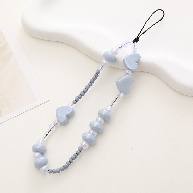 Hot selling heart Pearl Accessories Lanyard Cord String Strap Universal Mobile Charm Hook Cell Phone Charms Beads for Iphone