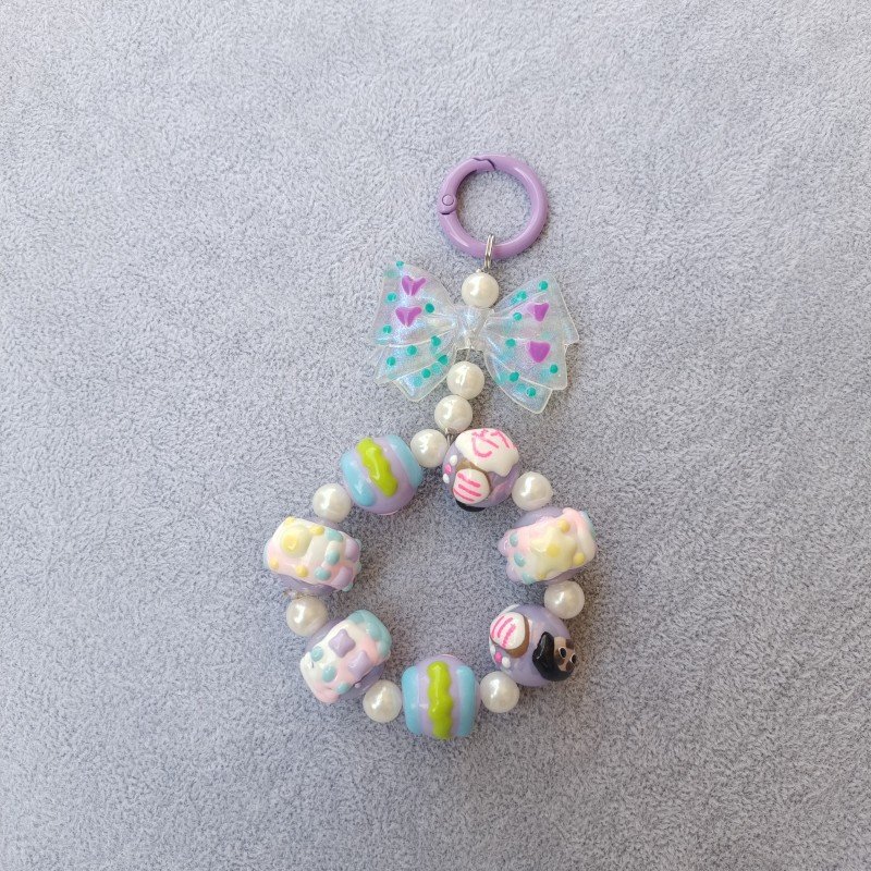 2024 Hand-Painted Beaded Pendant Light Weight Resin Mobile Phone Chain Accessories Keyring Beaded Key Chain Mobile Phone Straps