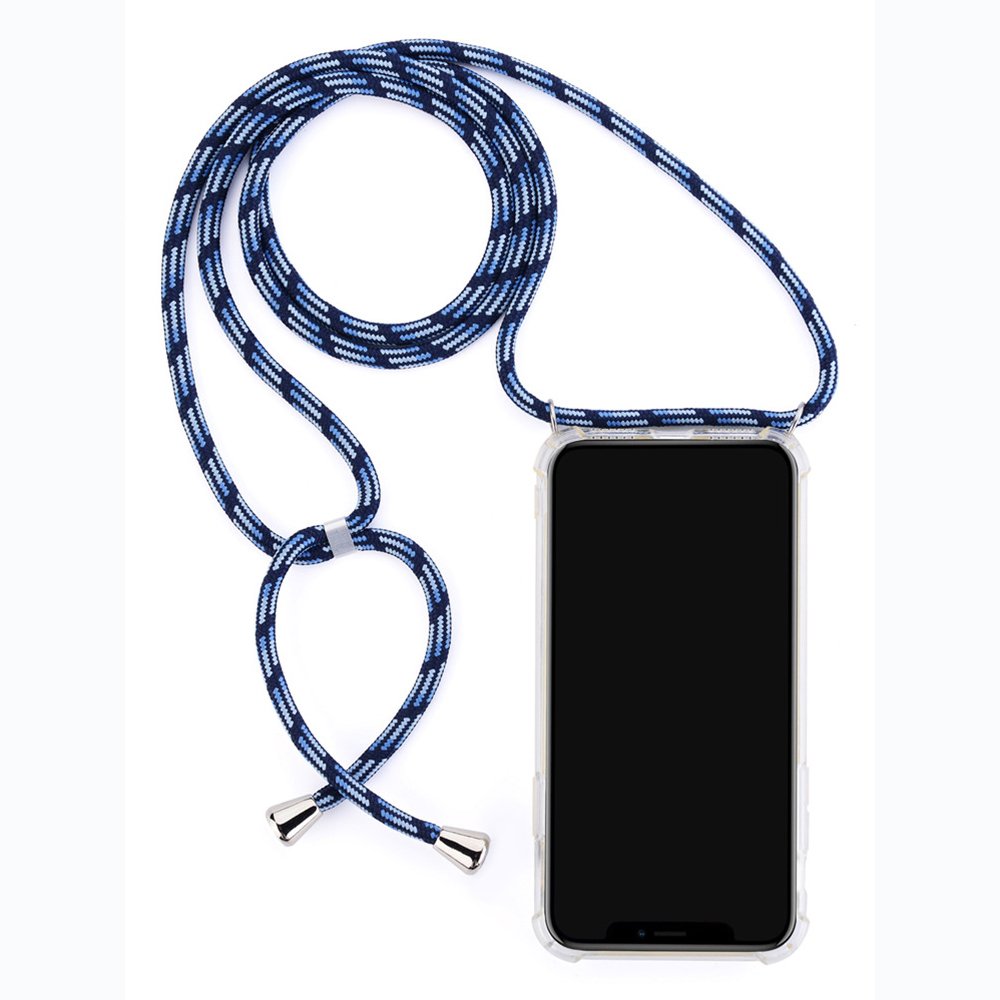 Neck Woven Elastic Cotton Nylon Two Cell Cask Mobile Phone 2 Hook Transparent Clear Set Phone Case Strap Rope Lanyard
