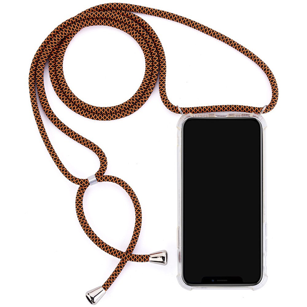 Neck Woven Elastic Cotton Nylon Two Cell Cask Mobile Phone 2 Hook Transparent Clear Set Phone Case Strap Rope Lanyard