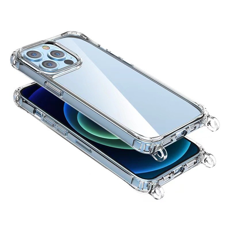 Anti Shock Transparent 1.5mm TPU + PC Combination Strap Case rope hanger case for new i phone 14 series