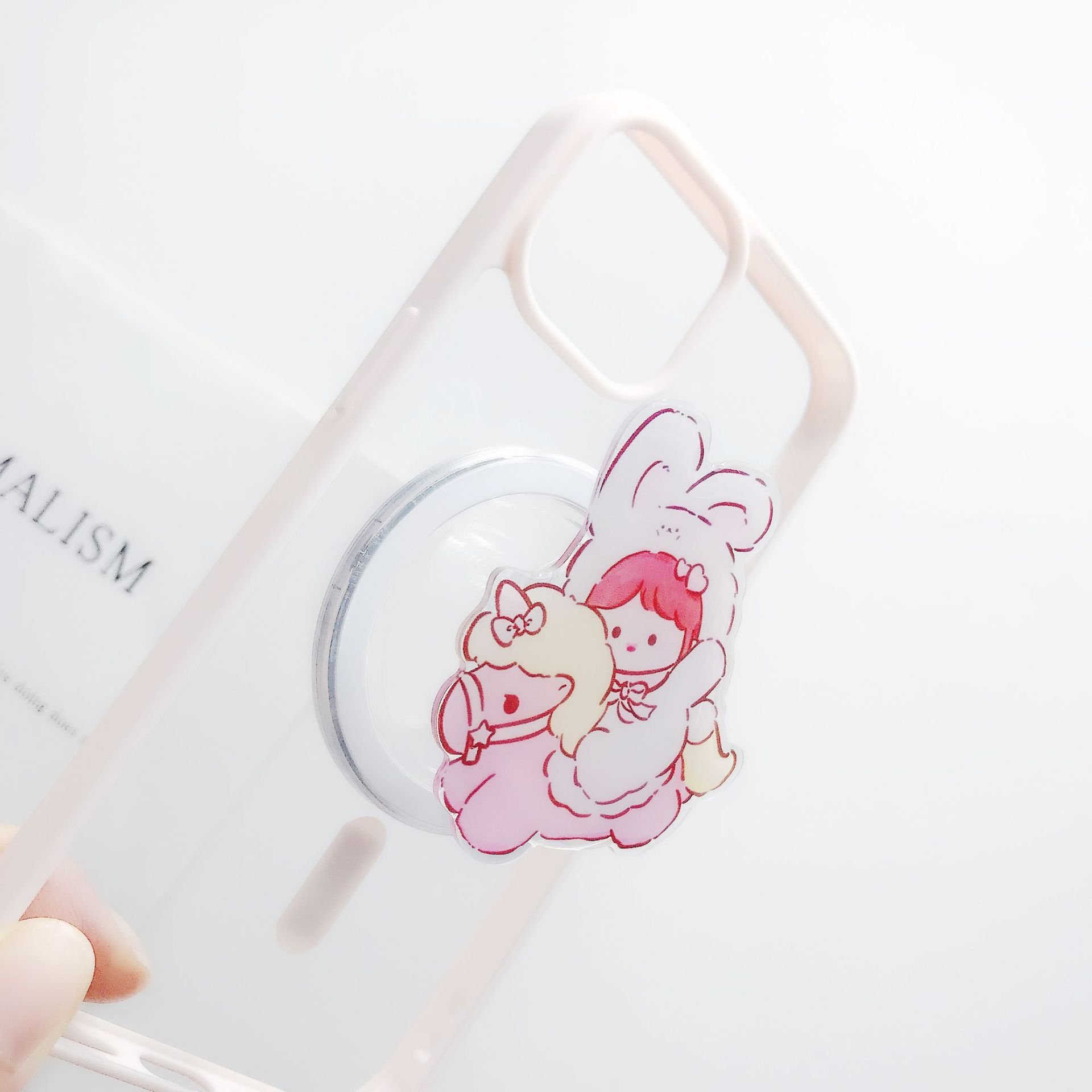 N52 Cartoon Customized Acrylic Design Removable Phone Grip Socket for magnetic Wireless Charger Mobile Support Holder Griptok