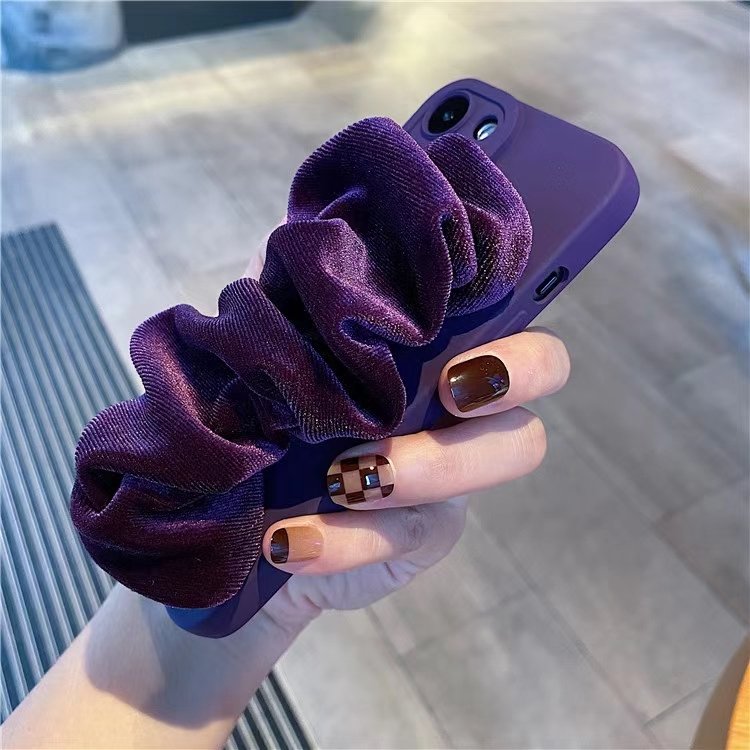Yapears New Design Liquid Silicone Phone Case With Silk Scarf Wrist Strap For Iphone 14 15 Pro Max Silicon Shell For Women