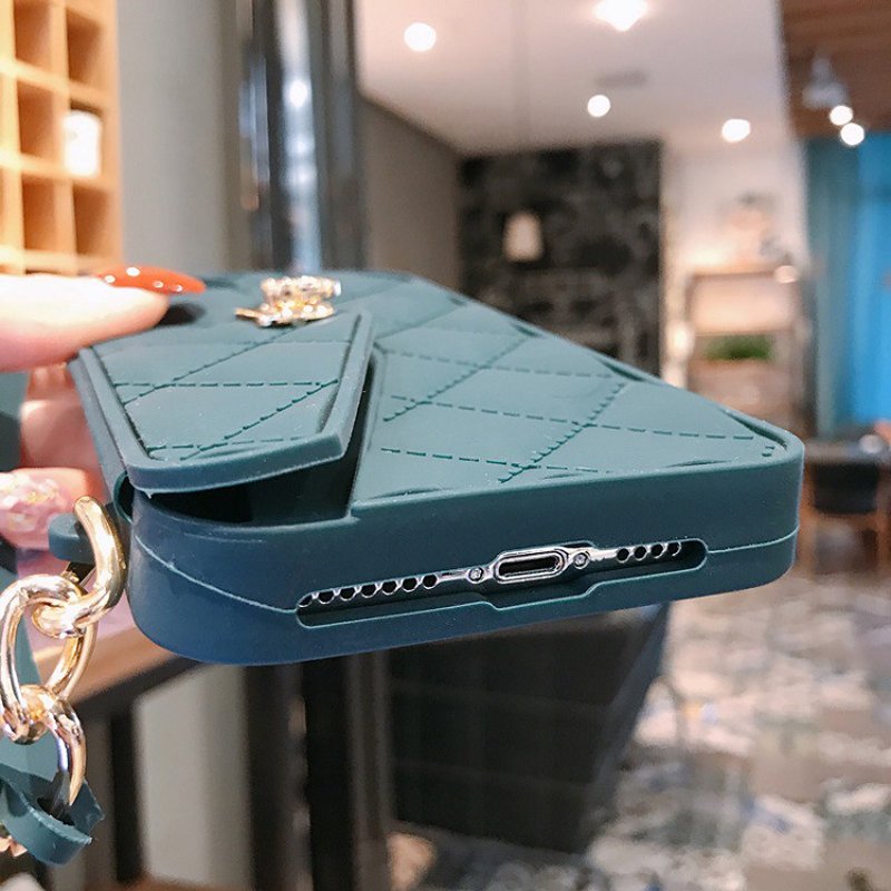 Girly crossbody purse mobile phone cover luxury designer silicon wallet phone case strap For iPhone 16 pro max